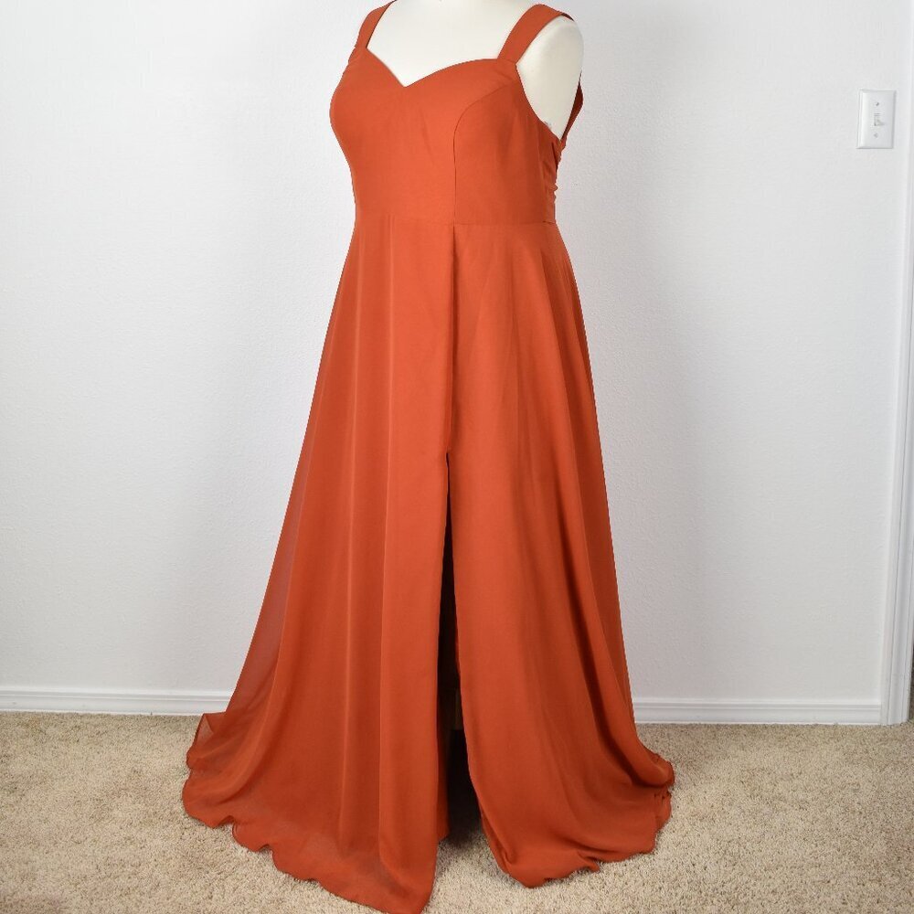 Azazie JULIE Burnt Orange A-Line Sweetheart Neckline Chiffon Dress - 20 - Picture 4 of 9